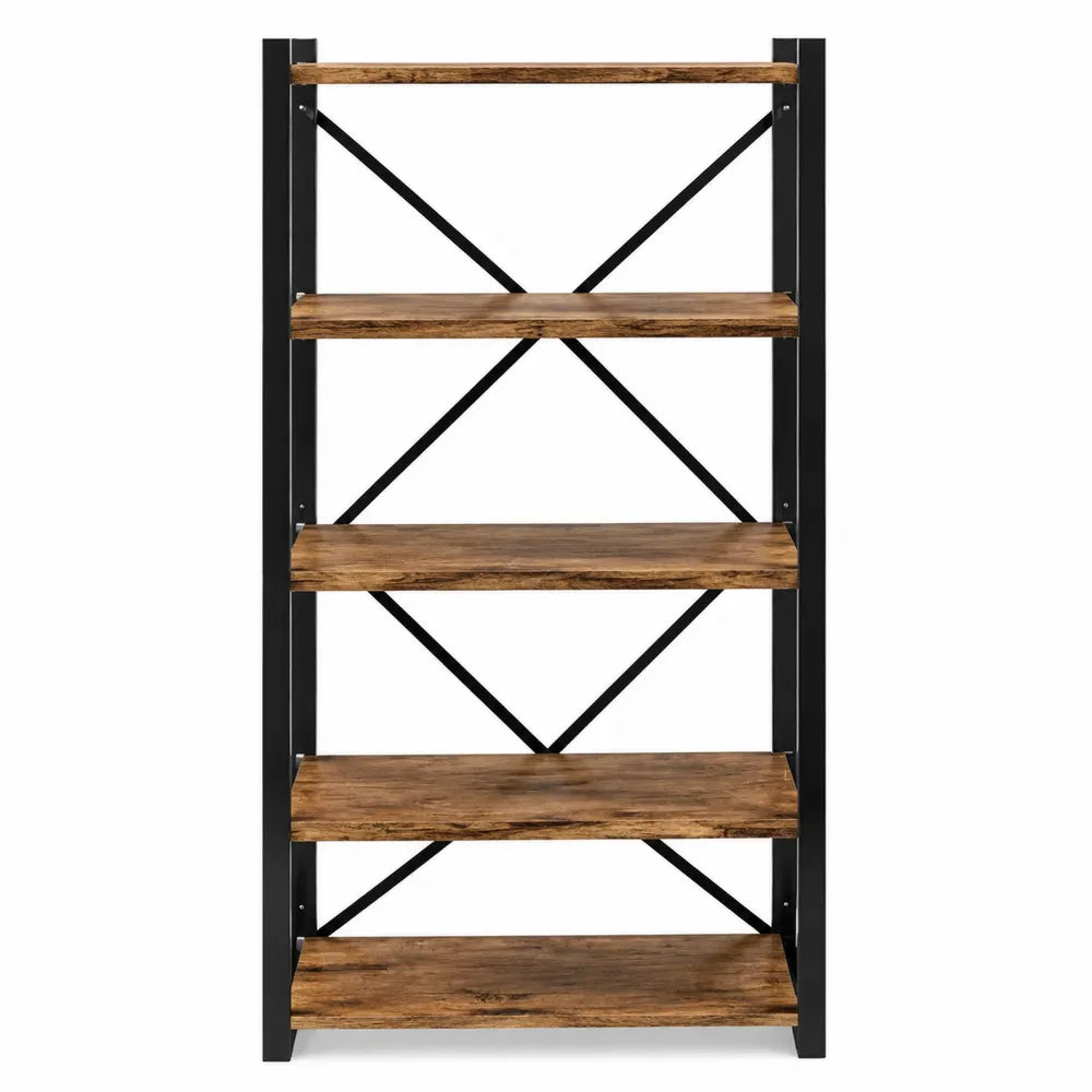 Estantería de 5 niveles de madera y metal negro 180cm