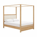 Cama con dosel de madera maciza y cabecera de poliéster 200x160 cm