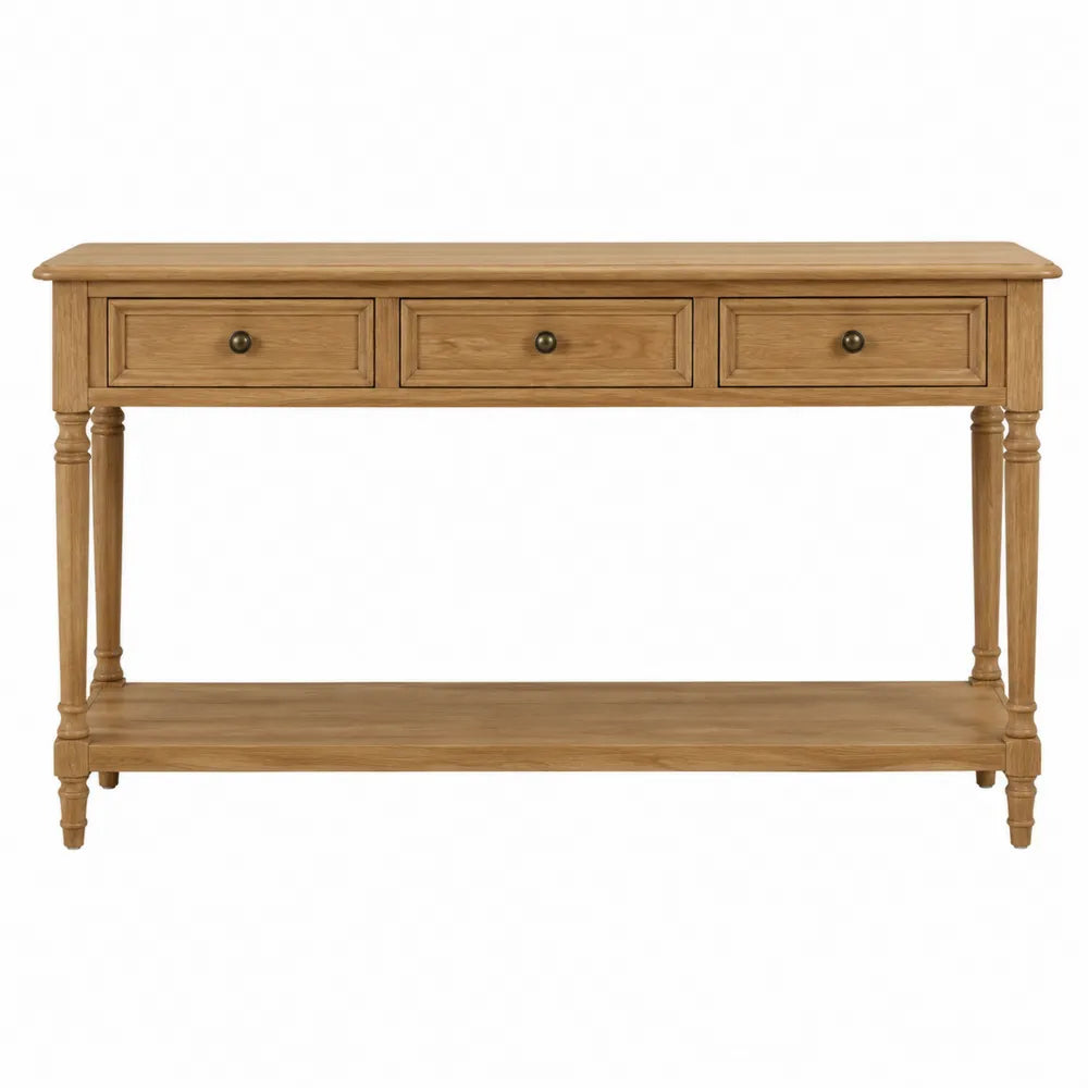 Consola de madera de roble con 3 cajones