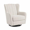 Silla giratoria tapizada en tela beige 85x70x95 cm