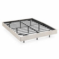 Cama de metal con marco tapizado en poliéster beige 200x160 cm