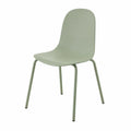 Silla de comedor de polipropileno verde con patas de acero