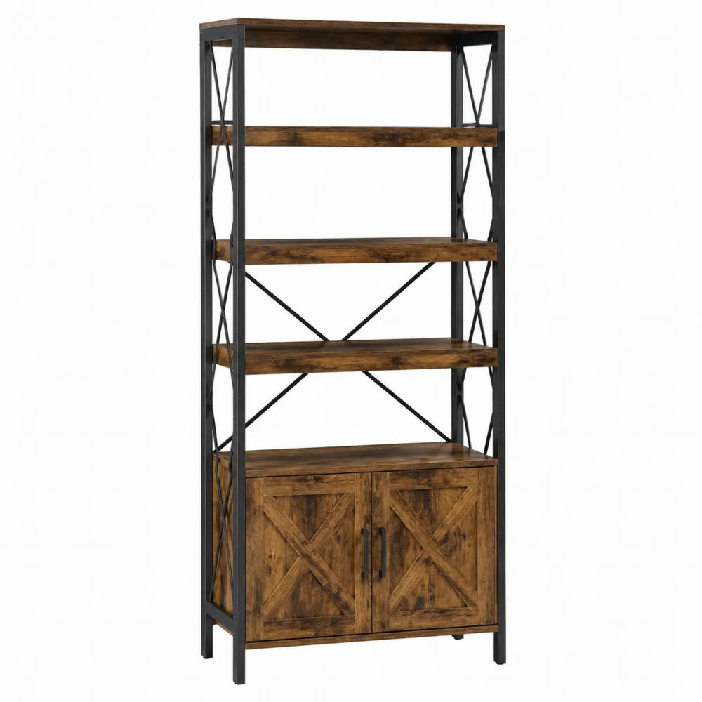 Estantería de Madera y Metal Marrón con Puertas