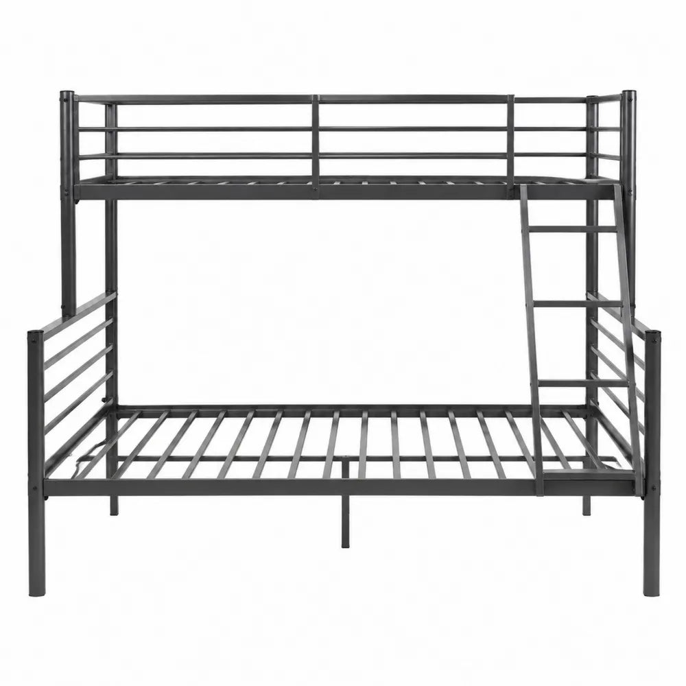 Litera metálica negra con escalera lateral, 200 cm x 140 cm x 160 cm