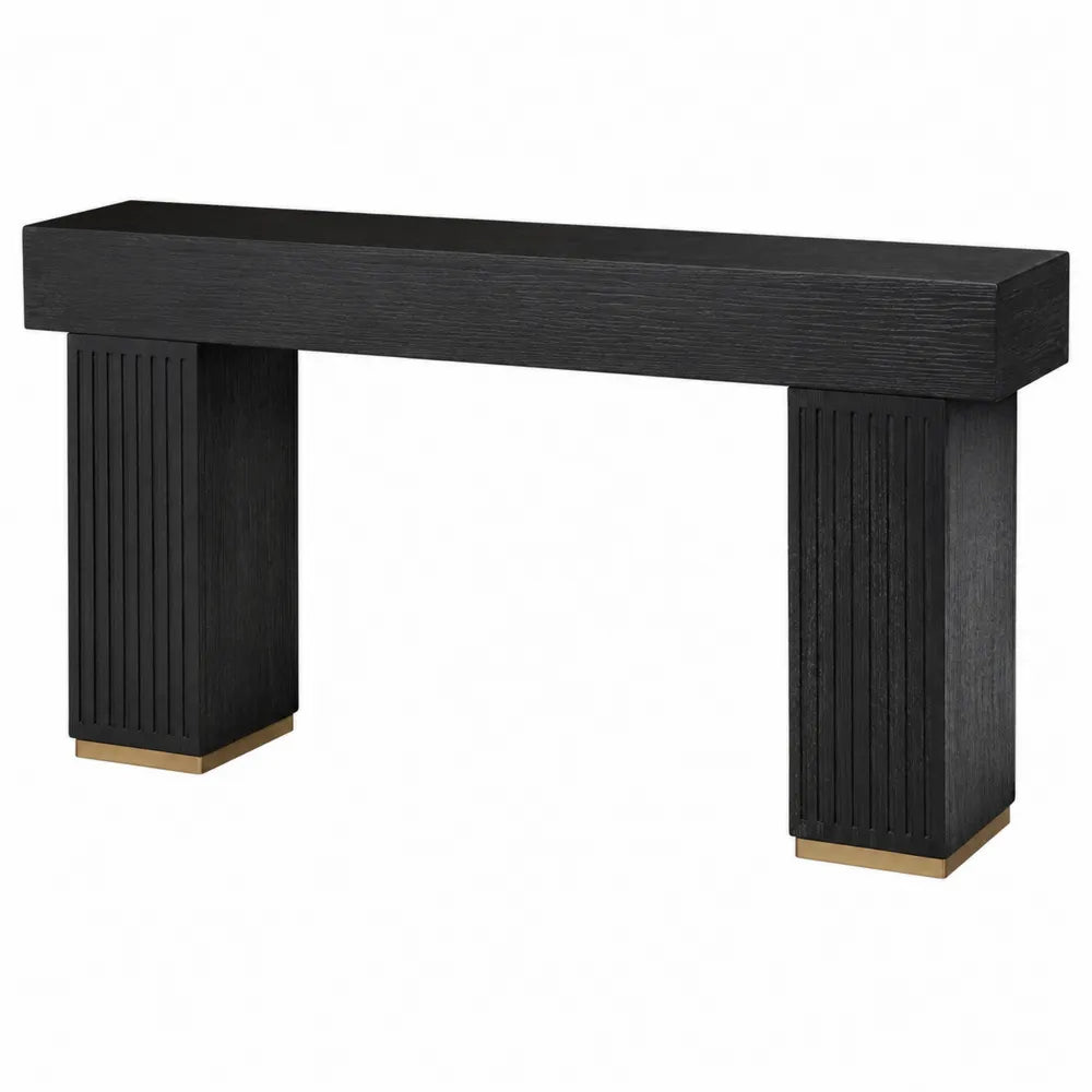 Mesa consola de madera negra 120x30x80 cm