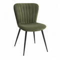 Silla de comedor de terciopelo verde oliva con patas metálicas