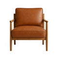 Silla de Madera y Cuero Sintético Marrón 75x85x90 cm