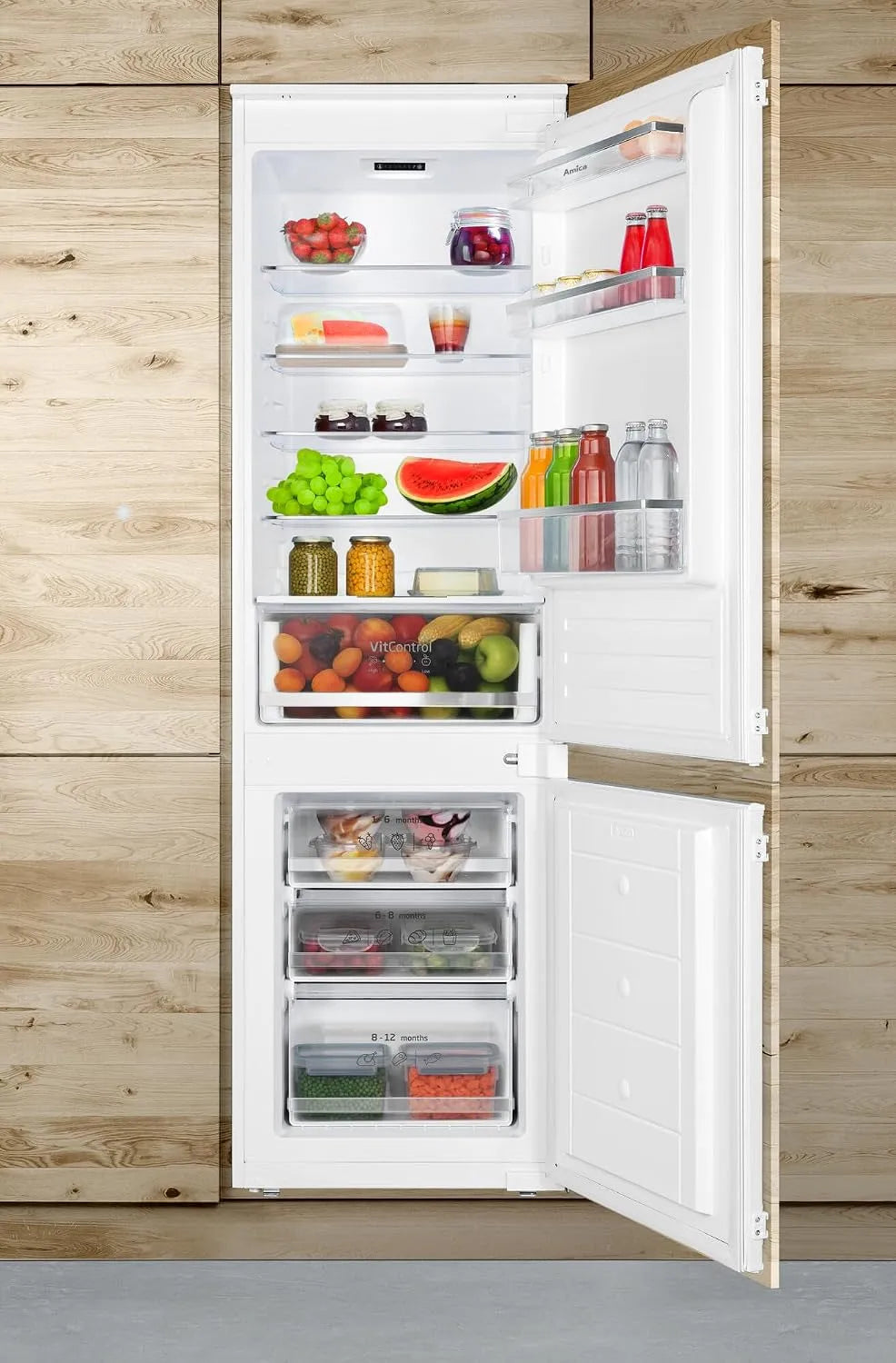 Amica 177er, Køle-/fryseskabe, bygget-i køleskabe-fryser 177 niche 270 liter drag dør teknologi inverter, Hvid, 270 l, 9 x 54 x 55 cm, 195 l