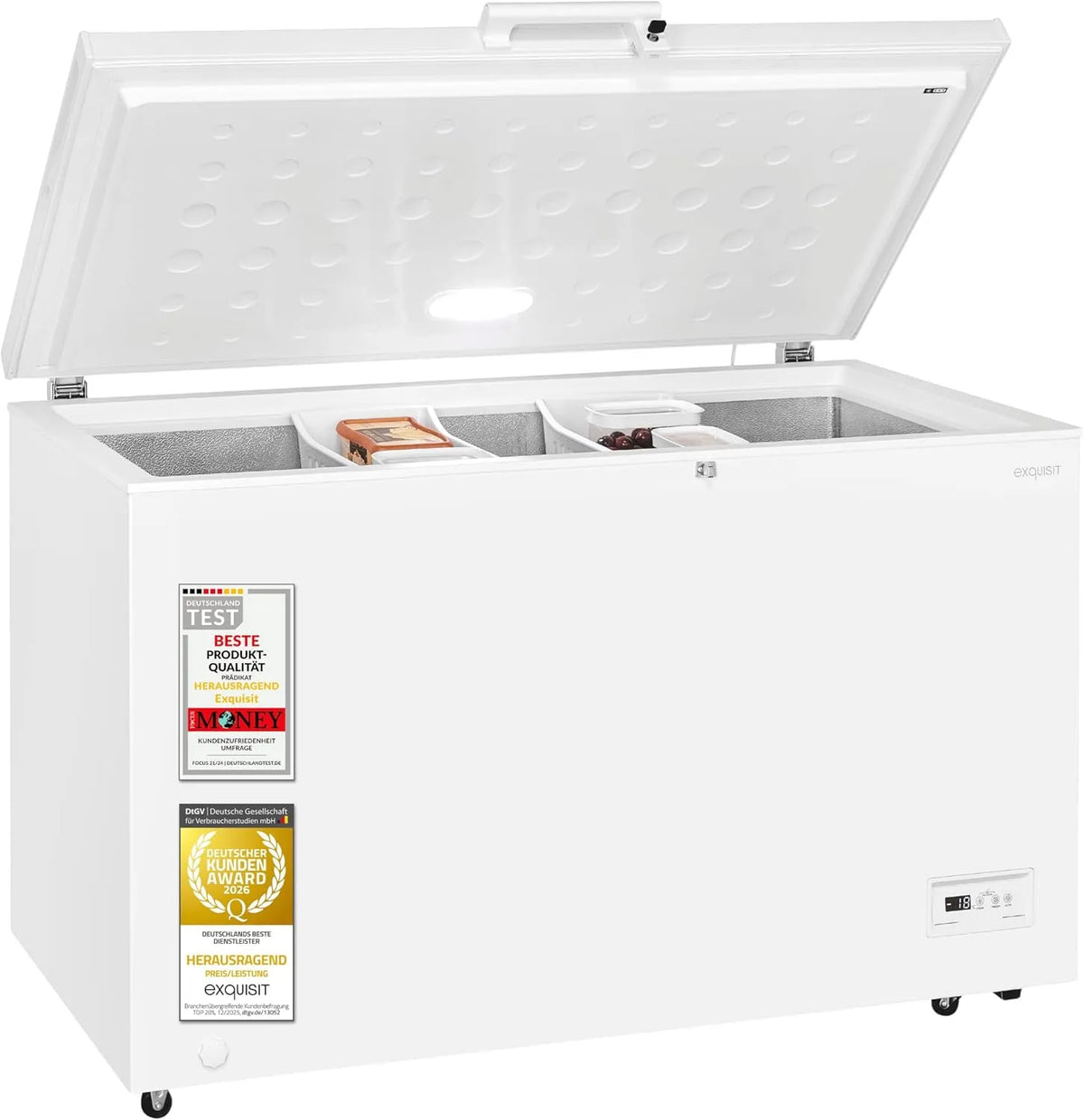 Exquisit GT5400-HE-041E GT5400, Kummefrysere, Udsøgt - HE- 041E fryser - 371 l bryst med hurtig frysning, Sort, 371 l, 39 dB