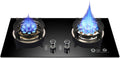 belund, Kogeplader, Gaskomfur, komfur, 2 brændere, hærdet glas, Bygning-i gaskomfur, LPG / NG, Sort, 8 kW, 5, 2 kW, 2.2 G