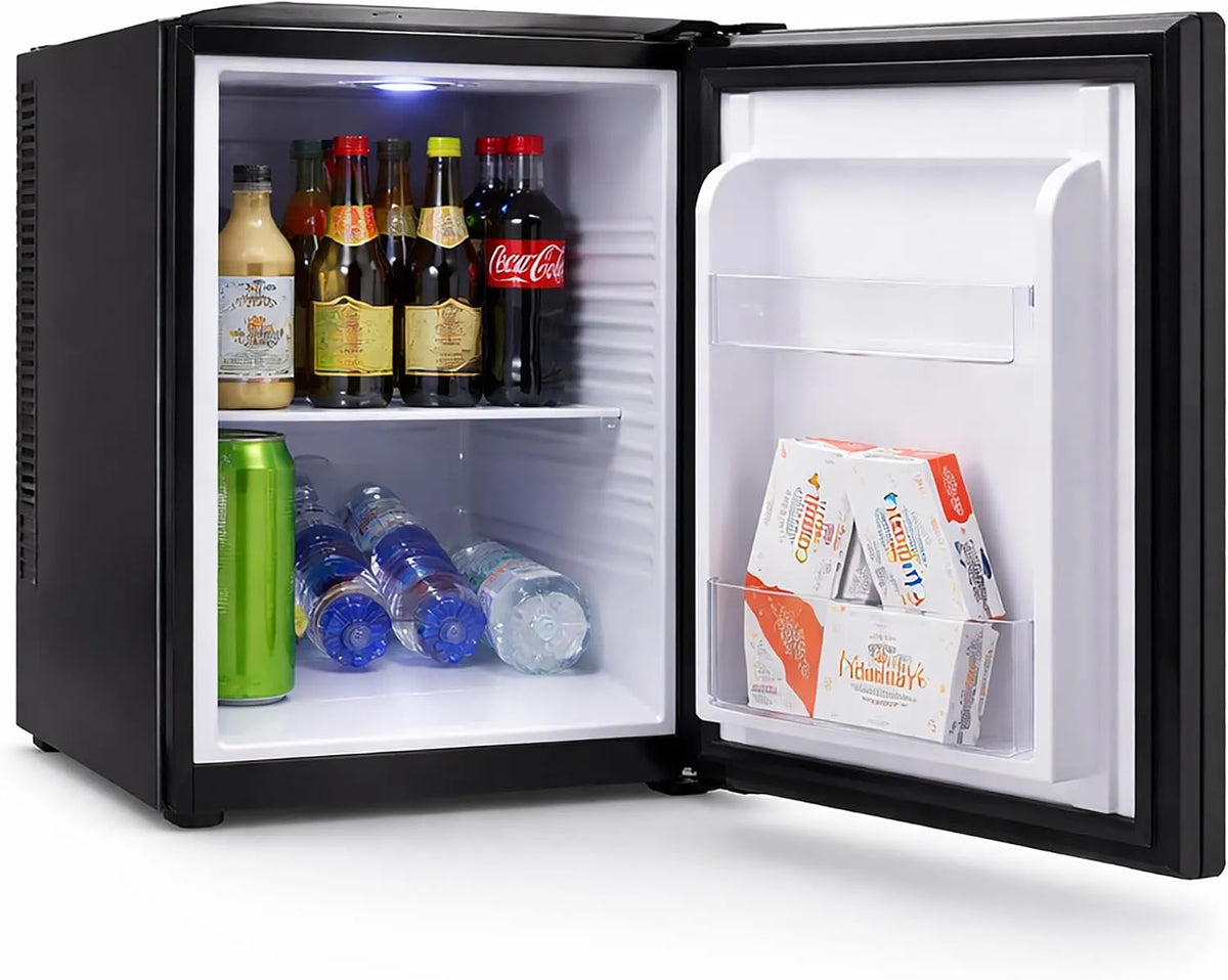 Syntrox Germany, Minikøleskabe, Syntrox Tyskland - 52L Mini køleskab, hotel køleskab tavs, LED-interiør, Sort, 52L, 402 x 487 x 537 mm, 14 kg