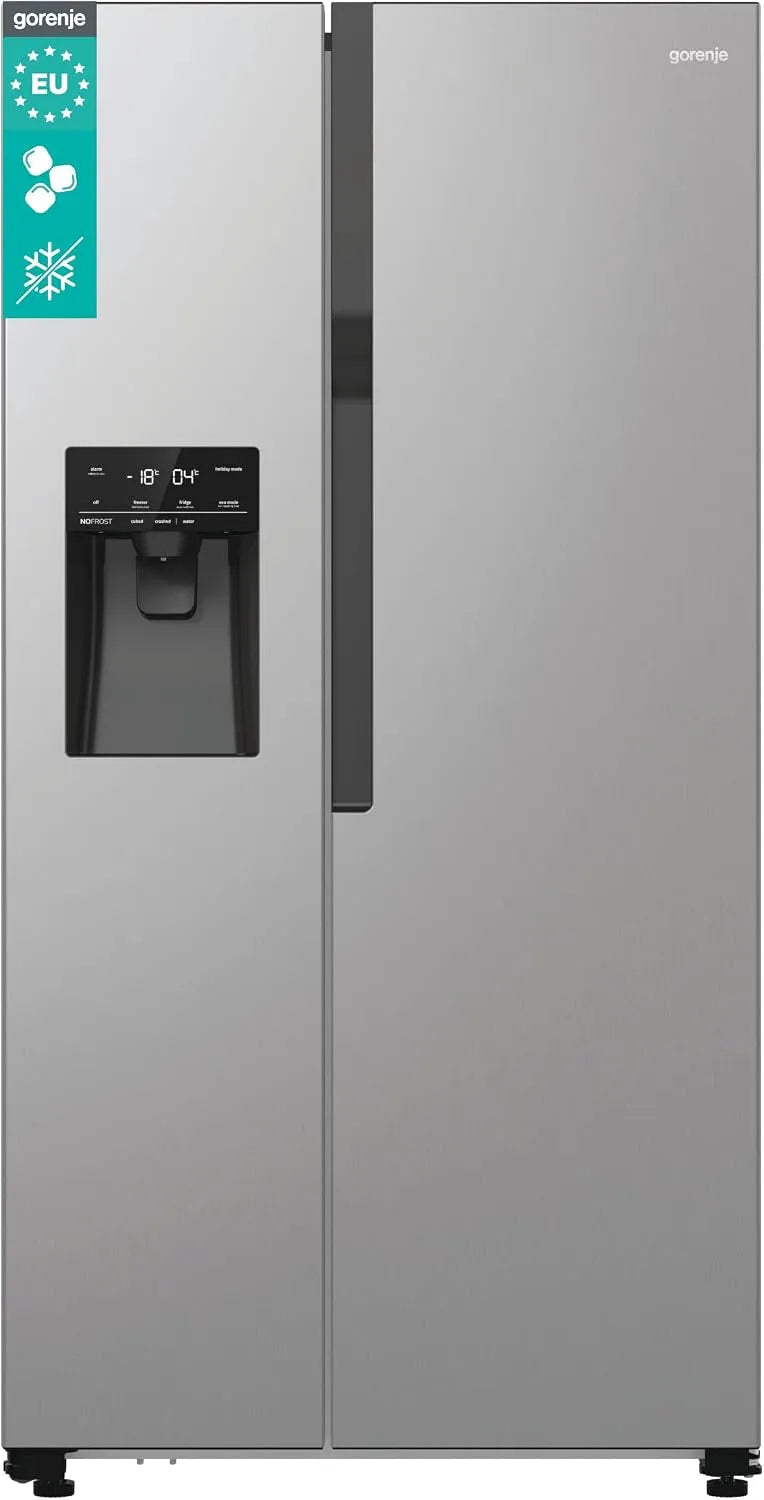 Gorenje NRR9185ESXL, Køle-/fryseskabe, Side- by- Side med vand og isterning dispenser, 566 L, vandtank, CripZone, Grå, 5 × 178, 6 × 69