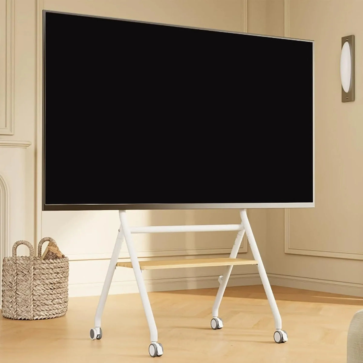 QUSYZD, Væg- og loftbeslag, Mobile TV-stande, hjul mobile tv-vogne med hylder, rullende TV står for 37- 86, Sort, 86 inch, 80 kg, 200 × 200 mm