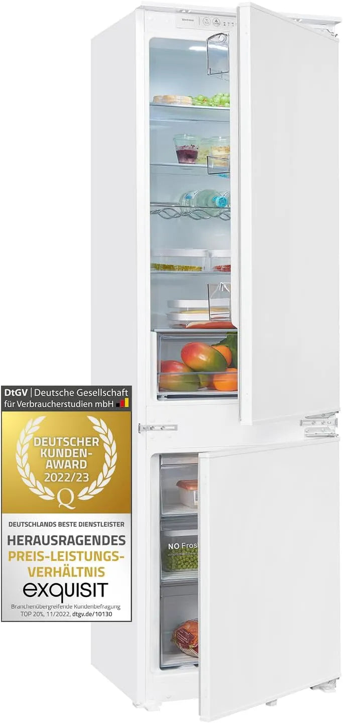Exquisit, Køle-/fryseskabe, Udsøgt installation køleskabe-fryser kombination NoFrost, 178 cm, 246 l, Hvid, 183 l, 63 l