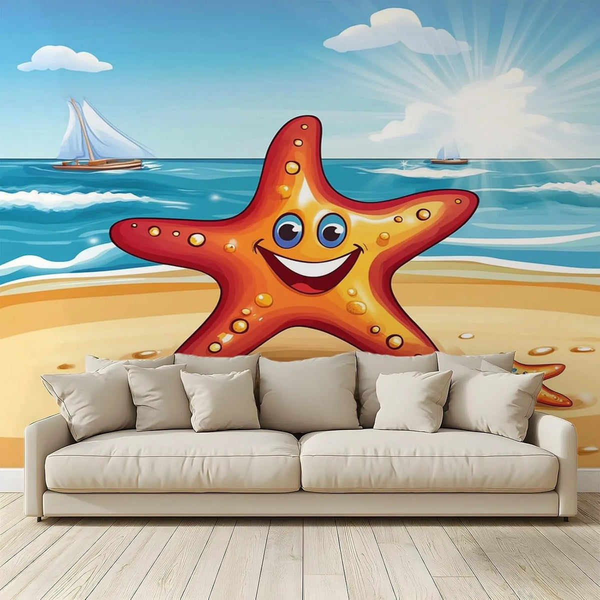 MKBKLI, Tapet, Custom tegneserie Sea Starship sejlbåd foto tapet 200x140 cm, Sort, 200x140 cm, 50x140 cm, 50 cm, 2 G