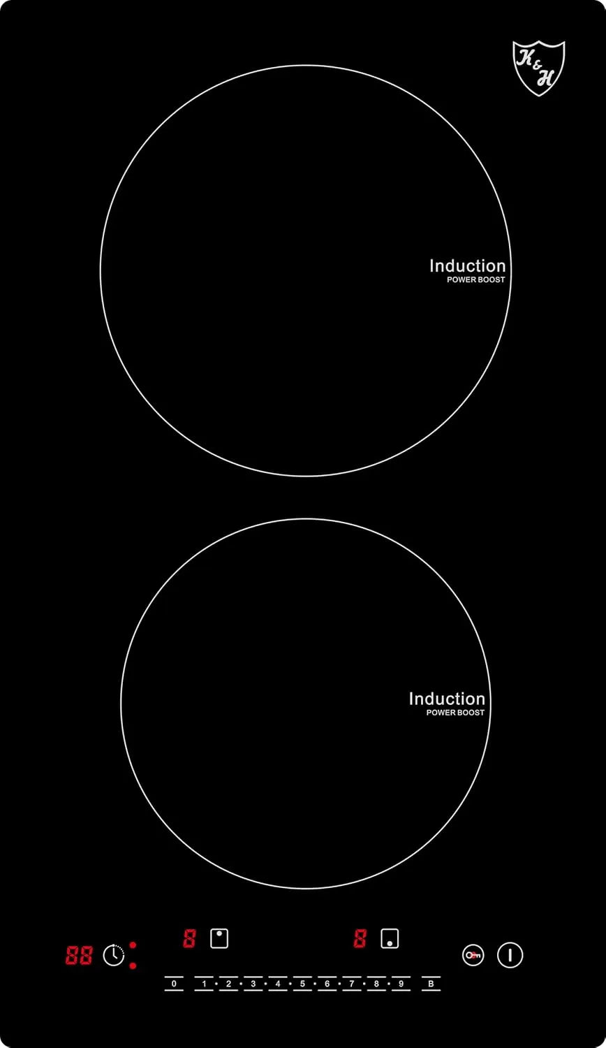 K&H VIN-3420, Kogeplader, K & H Induction hob Domino Vin- 3420 [2 ZONS] - Mobile induktion hob - Induction, Sort, 3400 W, 1W