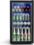 JUMMICO, Drikkevarekøleskabe, 90L Drivership Køleskab med Design glas Dør: 125 Kan kapacitet, Justerbar, Hvid, 90L