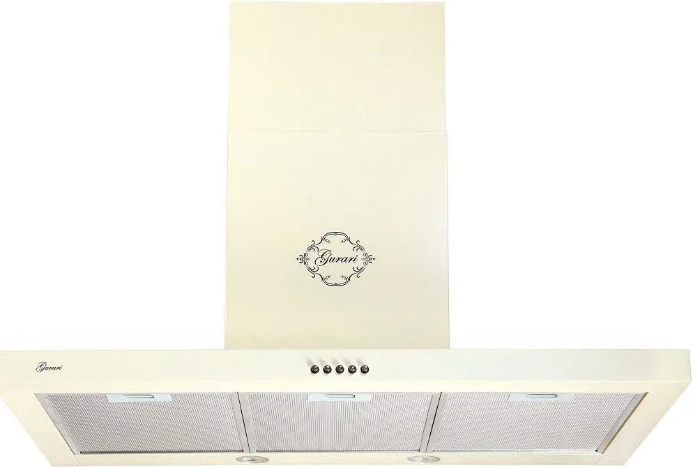 Gurari, Væghængte emhætter, væghætte GCH F 461 BG 9 N dampe ekstraktor hætte 90 cm creme Incl. slange, Sort / sølv, 90 cm, 150 mm, 120 mm