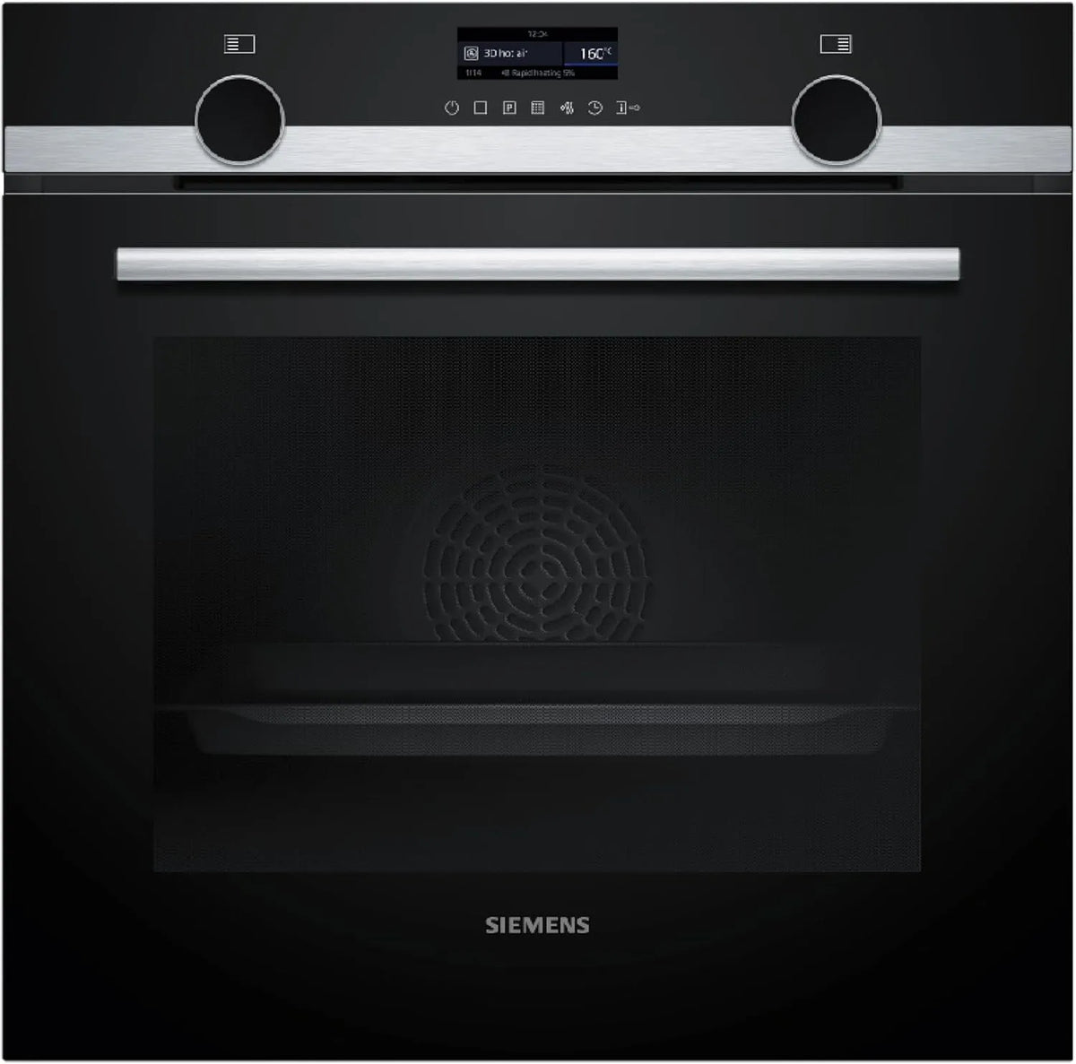 Siemens iQ500 HB579GBR3, Ovne, build- in ovn 60 x 60 cm rustfrit stål airFry, Sølv, 60 x 60 cm, 579G, 71 l, 5 x 59