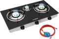 CAMPLUX TC03GB 50mbar, Kogeplader, 5cm/ 3 Flammeglas gas kogeplade / 6, 25 kW LPG gaskomfur / carriable camping, Sort, 5cm, 03G, 6, 25 kW