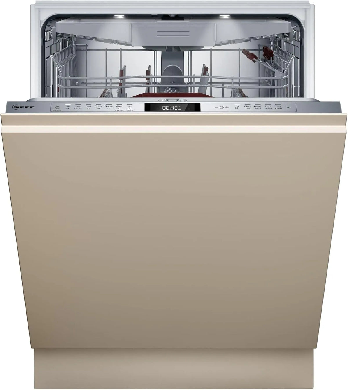 Neff S157ZCX18E, Opvaskemaskiner, 60 cm, N 70, opvaskemaskine fuldt integrerbar, Sølv, 65 kW, 9 l, 40 dB