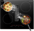 Karinear, Kogeplader, induktionspust med kanal 60cm, 7200W, 4 zoner, Boost, Sort, 60cm, 240V, 6400 W
