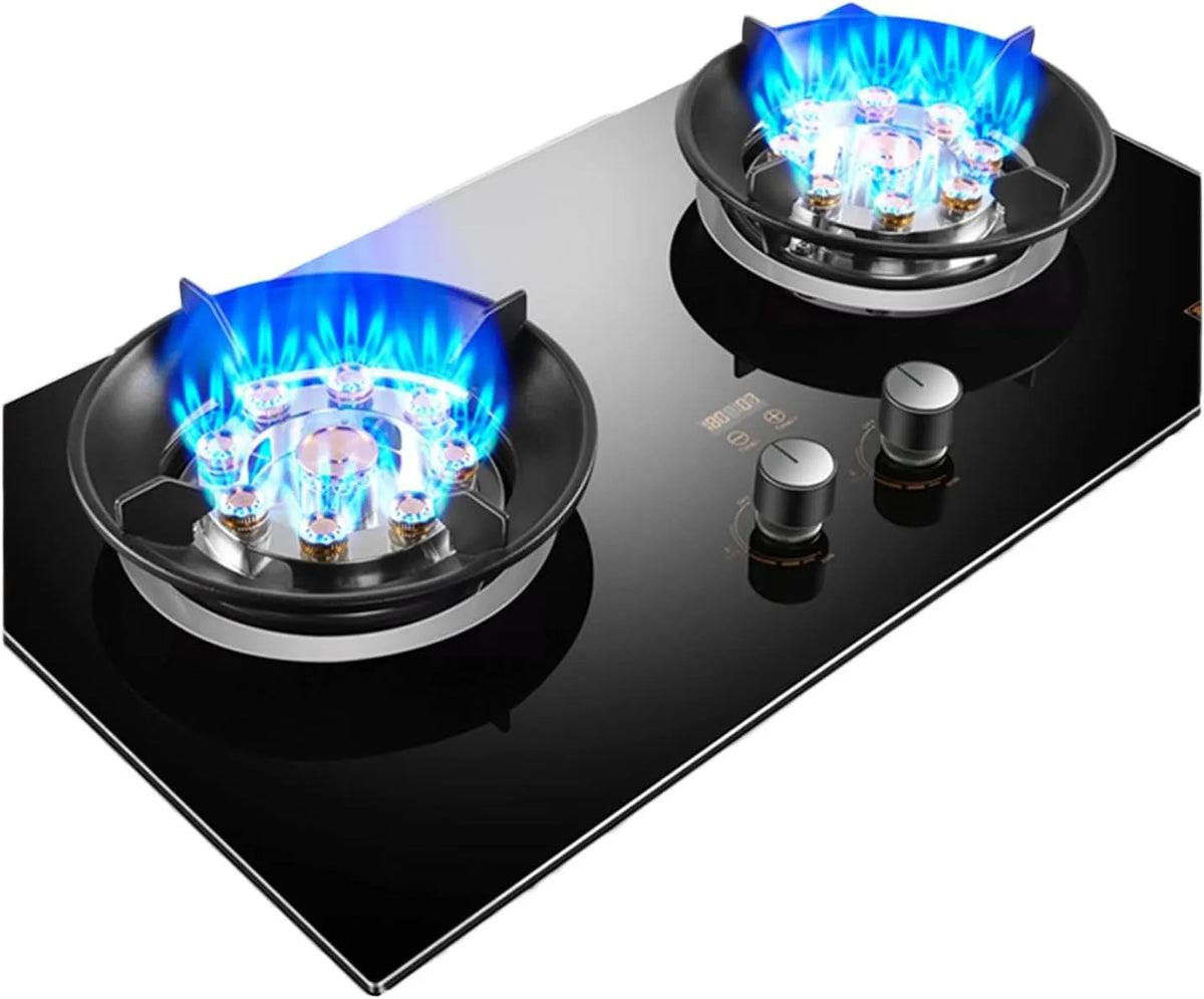 BELUND, Kogeplader, Gas komfur kogetop 2 brændere, bærbar rustfrit stål bygning-i gas kogeplade LPG /, Sølv, 5, 2KW, 5KW, 2.2 G