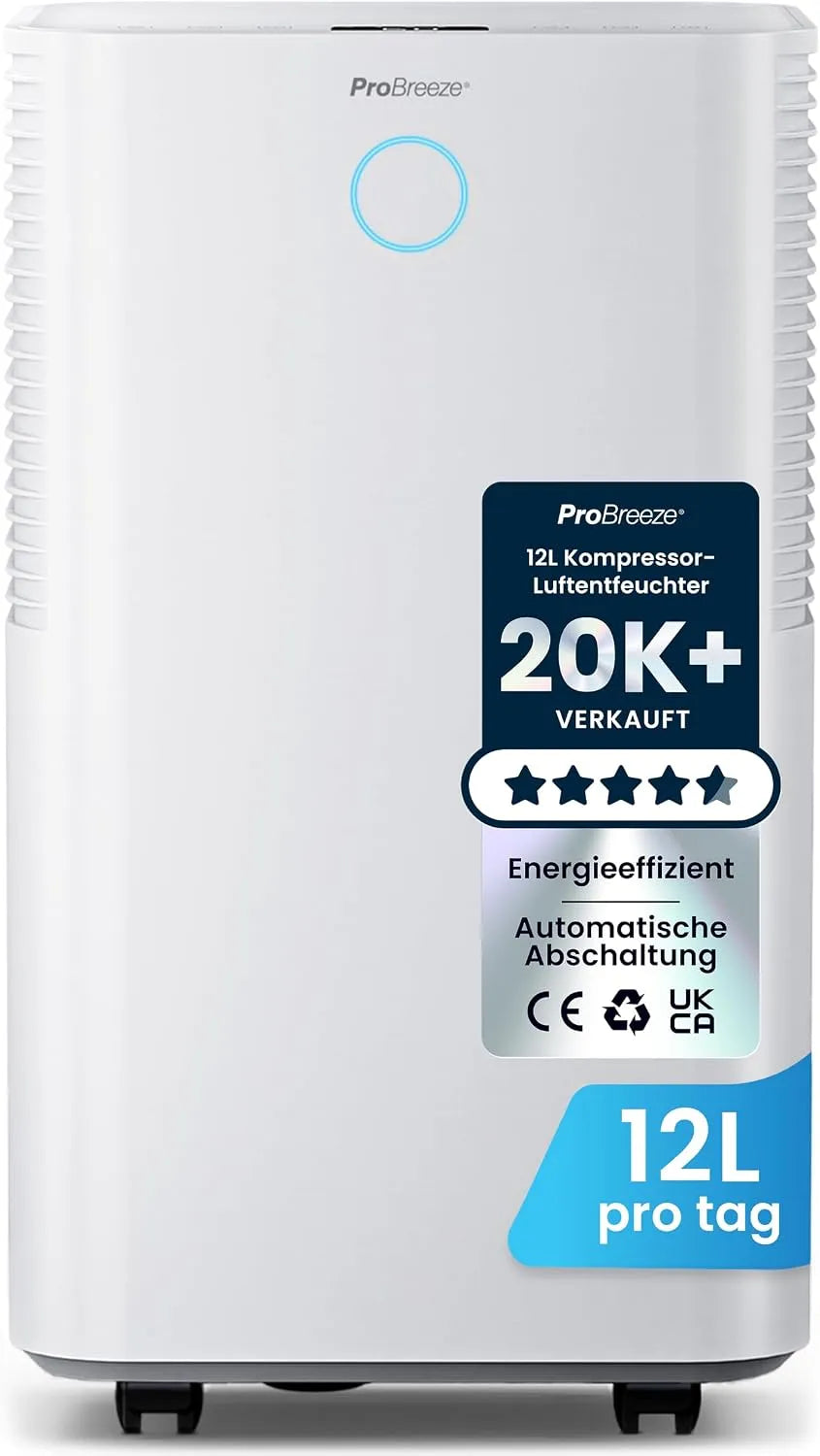 Pro Breeze 12L/24h, Luftaffugtere, OmniDry affugter 12L / 24h affugtningsevne - affugter elektrisk, fugtsensor, Hvid, 12L, 2 l, 38dB