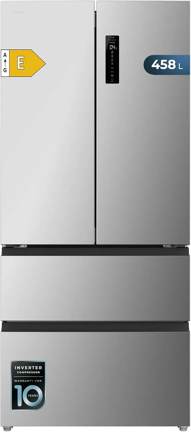 Cecotec, Køle-/fryseskabe, køleskab til franske døre, 4 døre, semi- integreret, Total No Frost Bolero, Sølv, 458 l, 189 cm, 83 cm, 4 mm