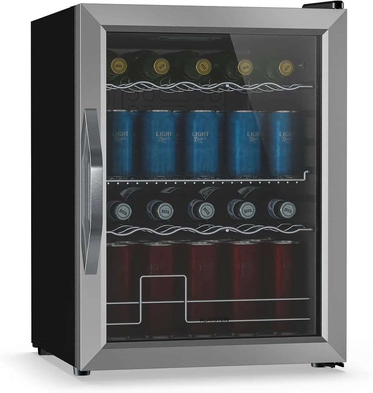 Klarstein, Drikkevarekøleskabe, Beersafe Beversafe Køleskab 60 L - Mini Køleskab med glasdør, sølv, 60 L, 39 dB