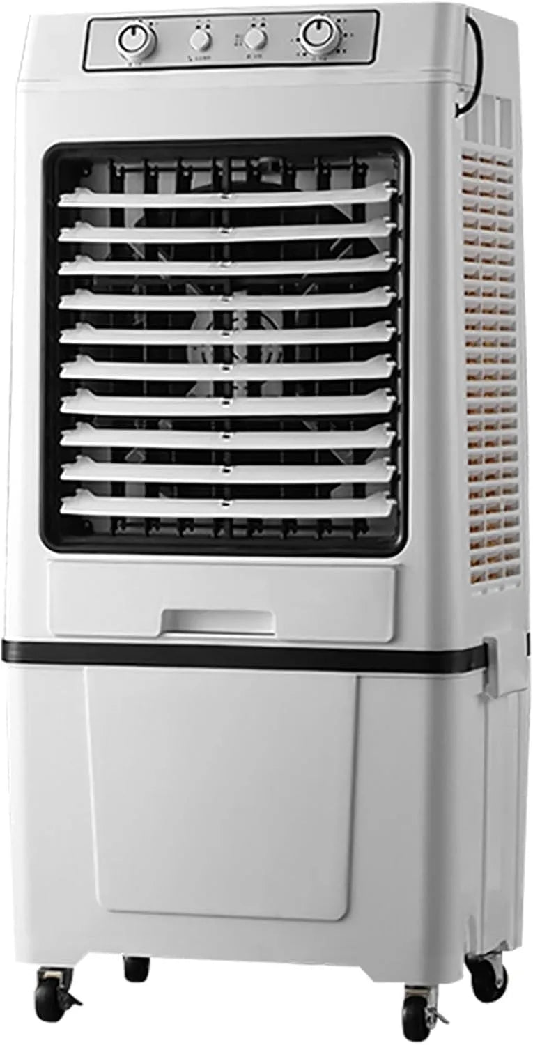 Generic 3-in-1, Fordampningskøler, bærbar klimaanlæg med 40L split tank, 120 ° oscillation, 3, Sort og hvid, 40L, 10, 5 g, 110 cm, 2 x 20